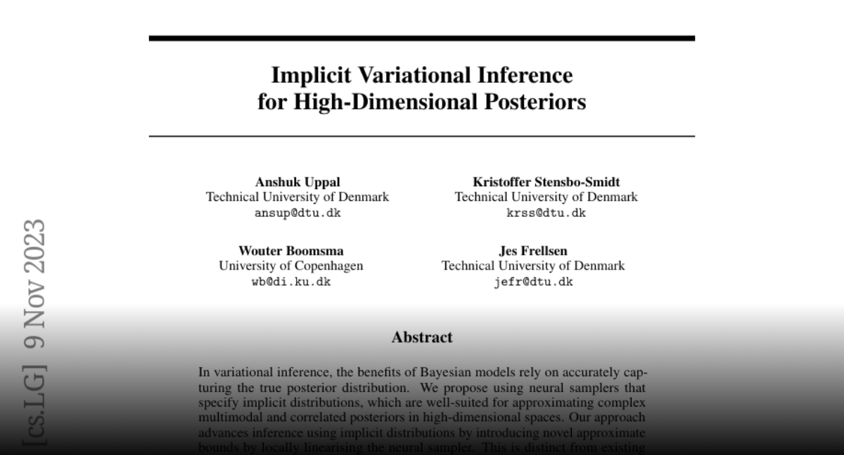 Paper Page Implicit Variational Inference For High Dimensional Posteriors