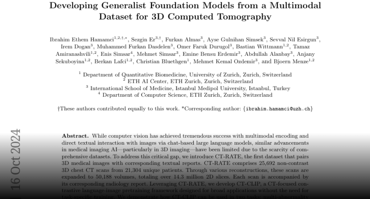 Paper Page A Foundation Model Utilizing Chest Ct Volumes And