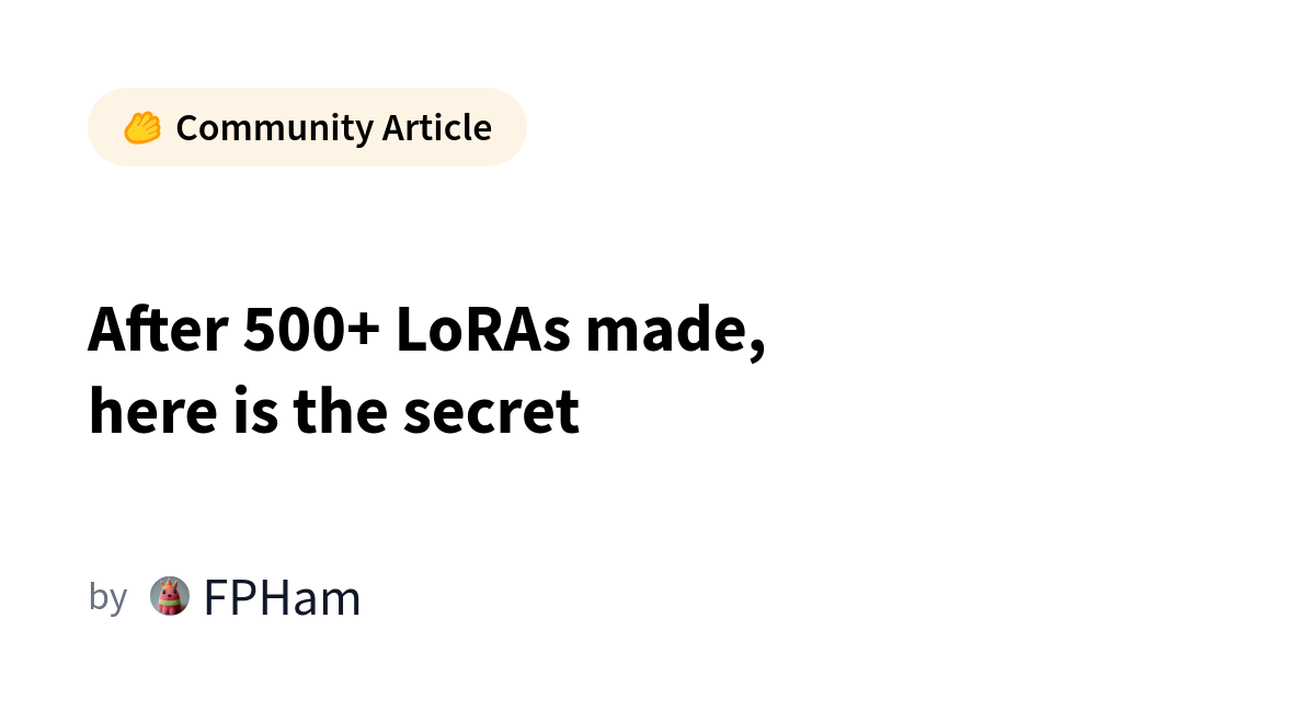 Thumbnail of After 500+ LoRAs made, here is the secret