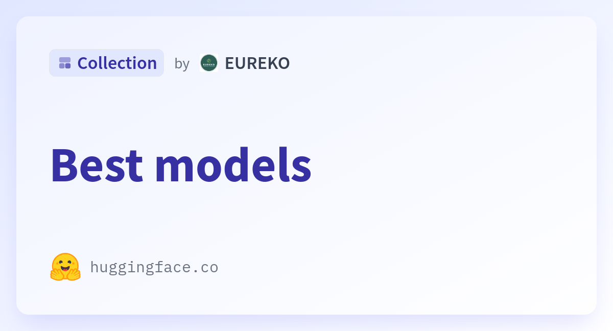 Best Models - A EUREKO Collection