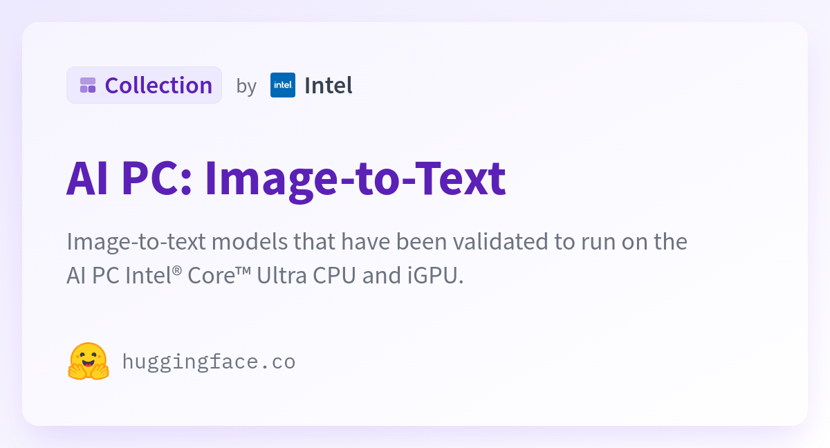 AI PC: Image-to-Text - A Intel Collection