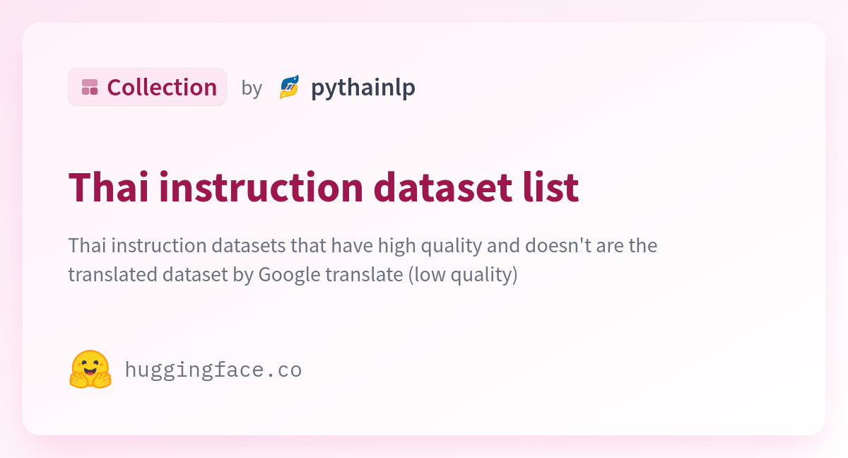 Thai Instruction Dataset List A Pythainlp Collection