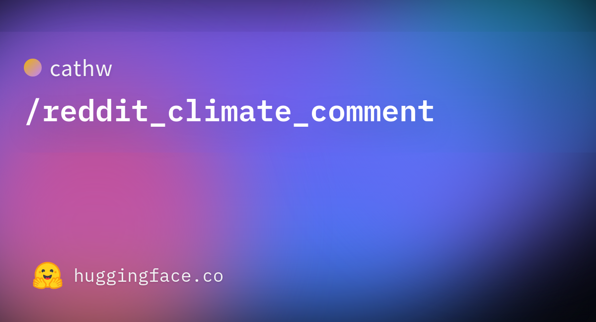 Cathw Reddit Climate Comment Datasets At Hugging Face