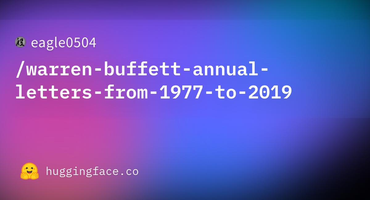 Eagle0504 Warren Buffett Annual Letters From 1977 To 2019 · Datasets At