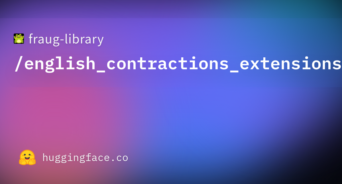 Fraug Library English Contractions Extensions At Main