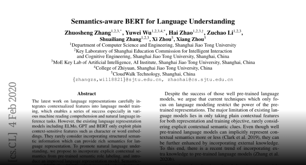 Paper page - Semantics-aware BERT for Language Understanding