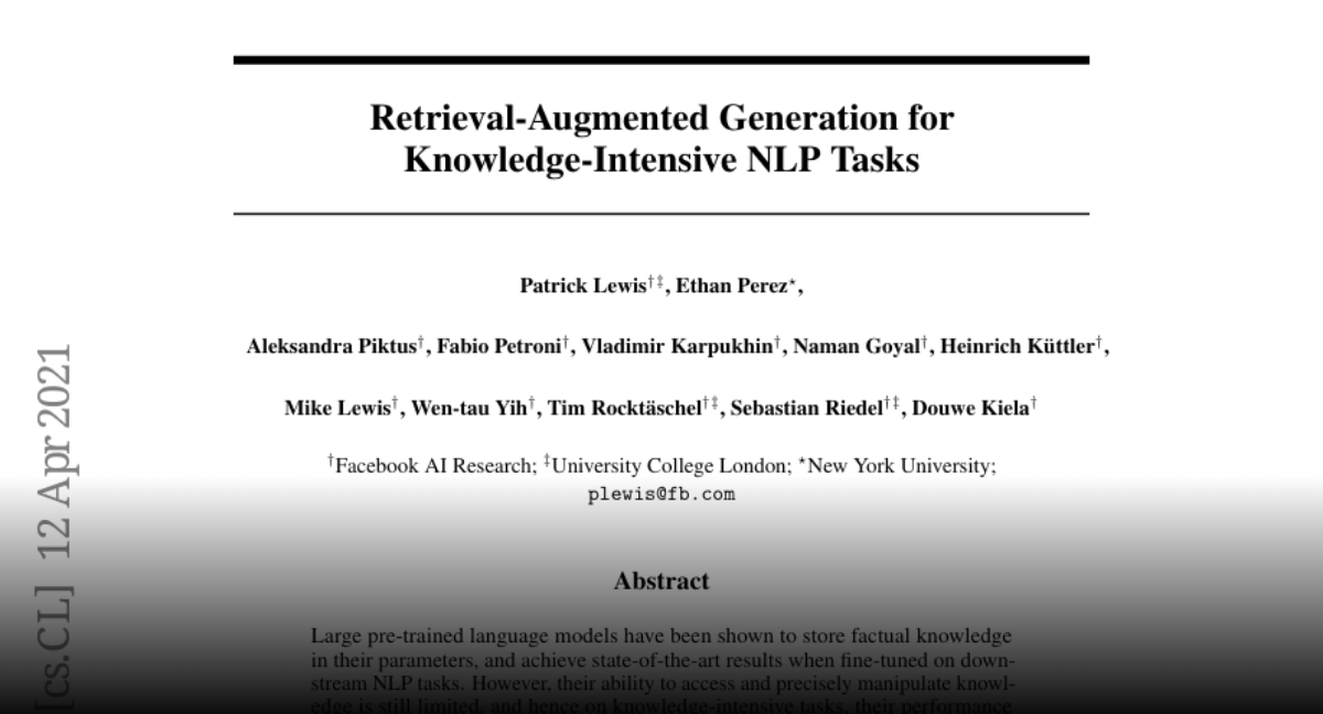 Paper Page - Retrieval-Augmented Generation For Knowledge-Intensive NLP ...