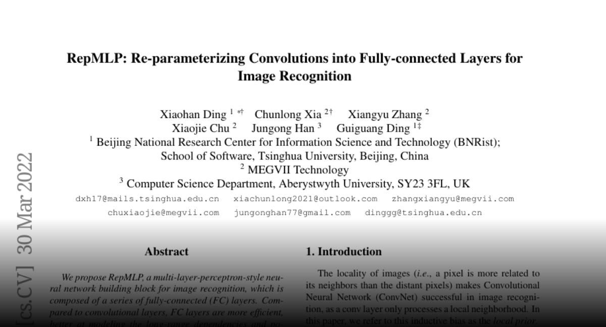 Paper page - RepMLP: Re-parameterizing Convolutions into Fully ...