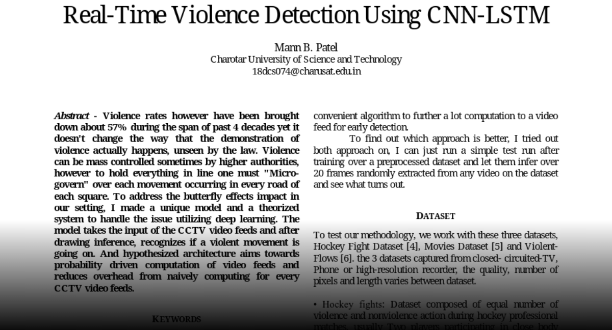 Paper page - Real-Time Violence Detection Using CNN-LSTM