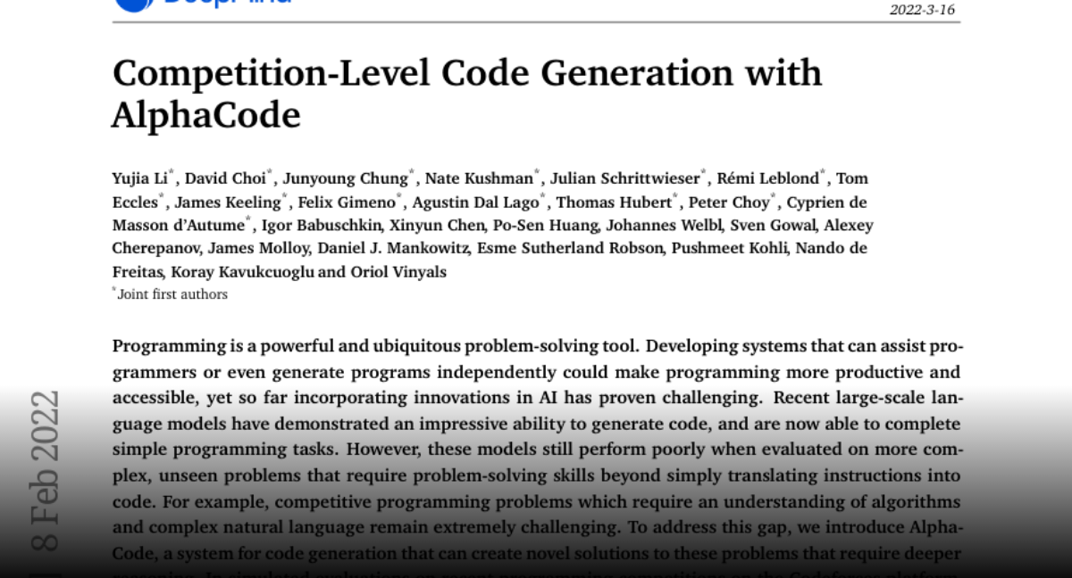 Paper Page - Competition-Level Code Generation With AlphaCode