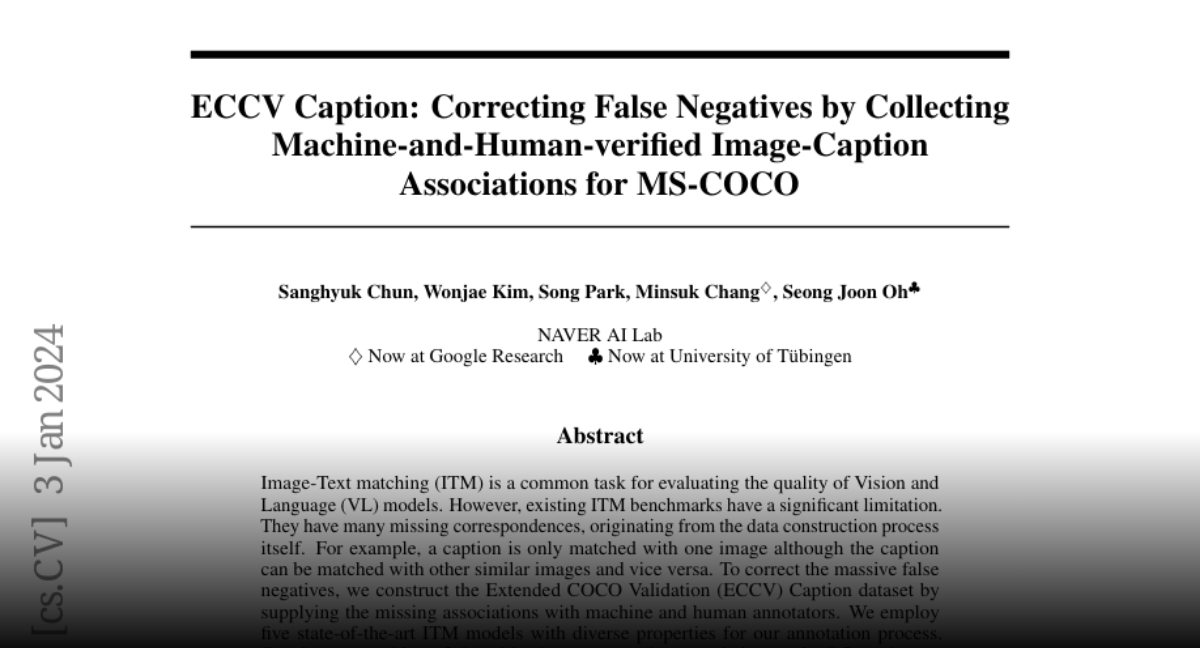 Paper page ECCV Caption Correcting False Negatives by Collecting