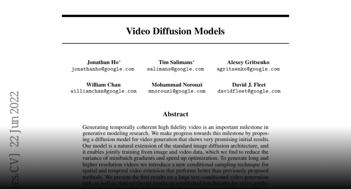 Paper Page - Video Diffusion Models