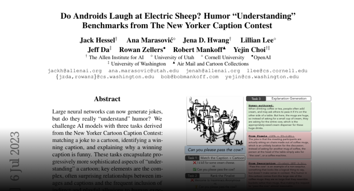 Paper page do androids laugh at electric sheep humor understanding