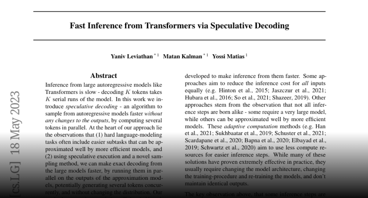 Paper Page - Fast Inference From Transformers Via Speculative Decoding