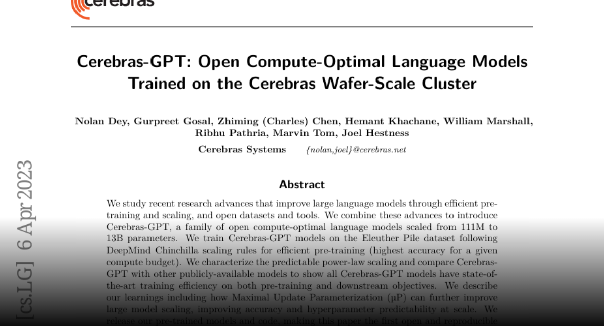 Paper Page - Cerebras-GPT: Open Compute-Optimal Language Models Trained ...