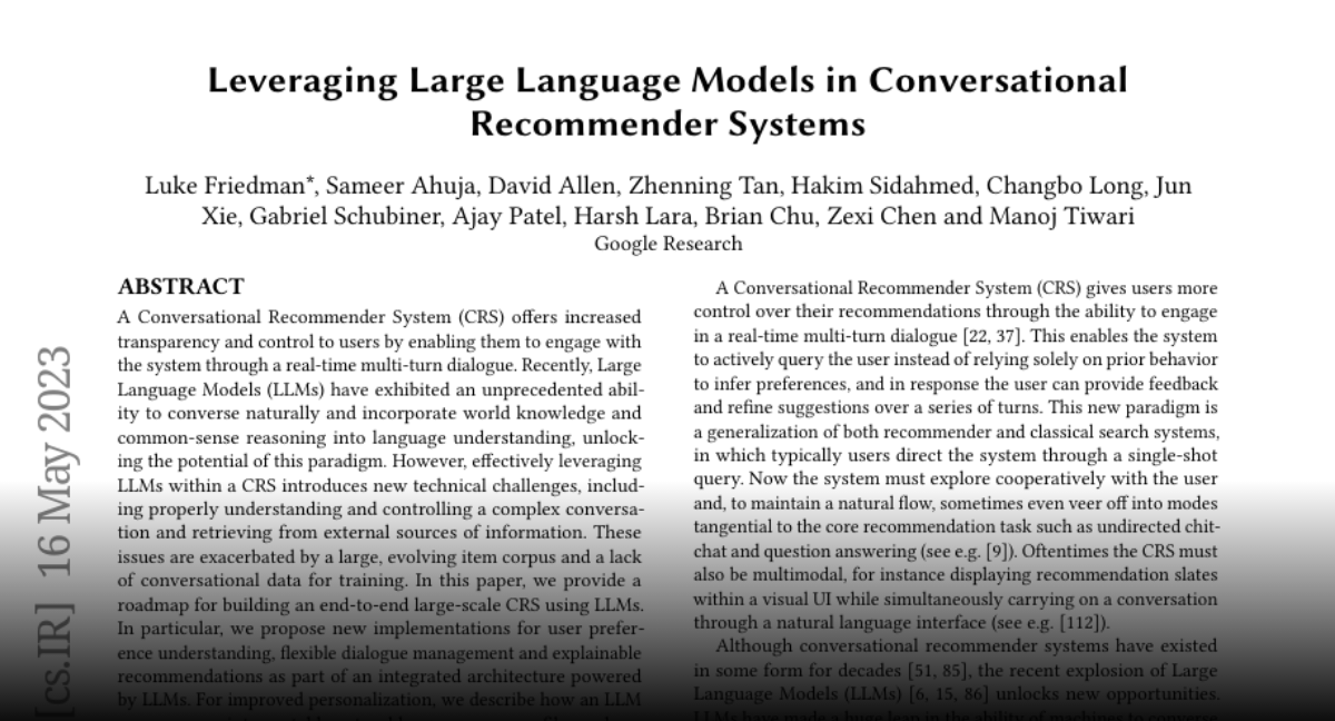 Paper Page - Leveraging Large Language Models In Conversational ...