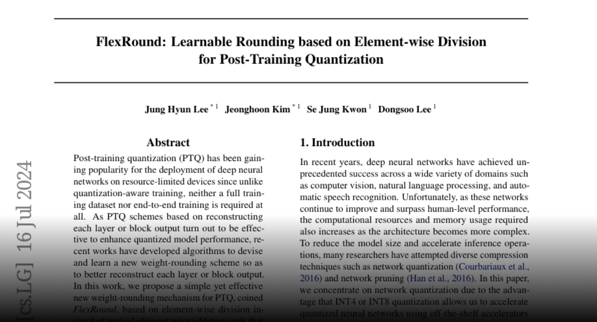 Paper page flexround learnable rounding based on element wise
