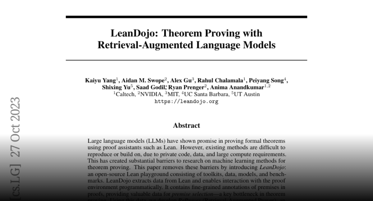 Paper page - LeanDojo: Theorem Proving with Retrieval-Augmented ...