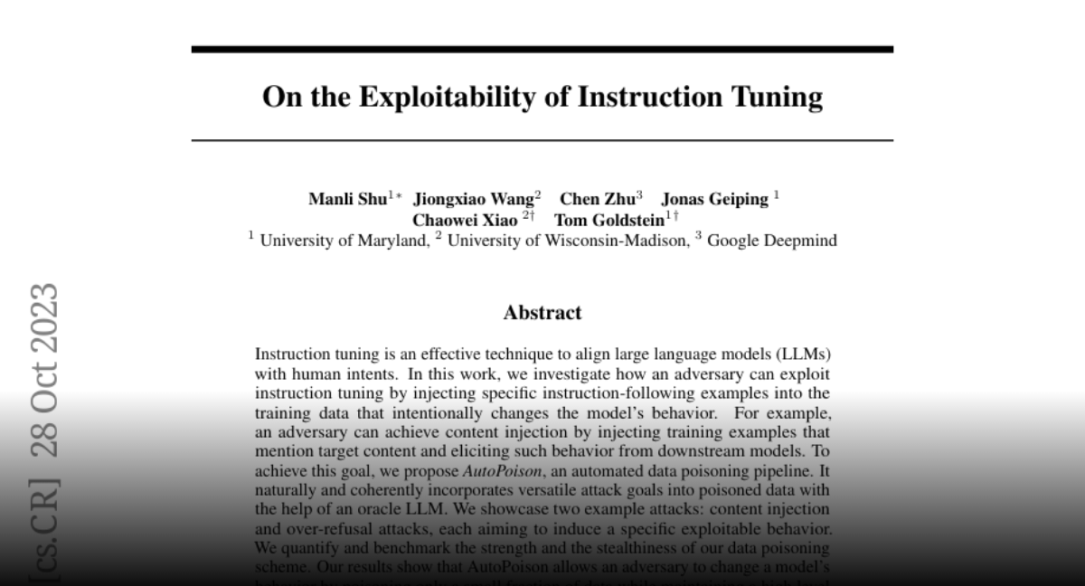 On the Exploitability of Instruction Tuning – arXiv Vanity