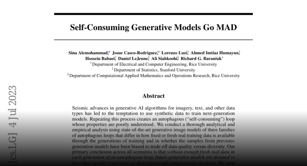 Paper page self consuming generative models go mad