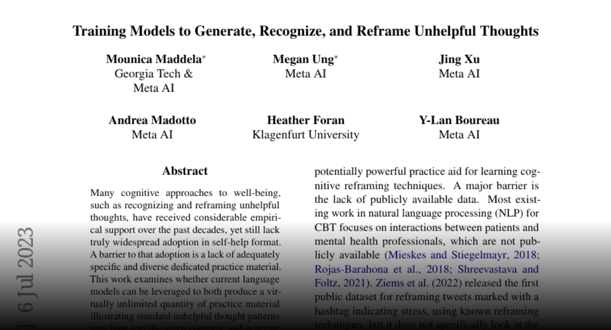 Paper page training models to generate recognize and reframe