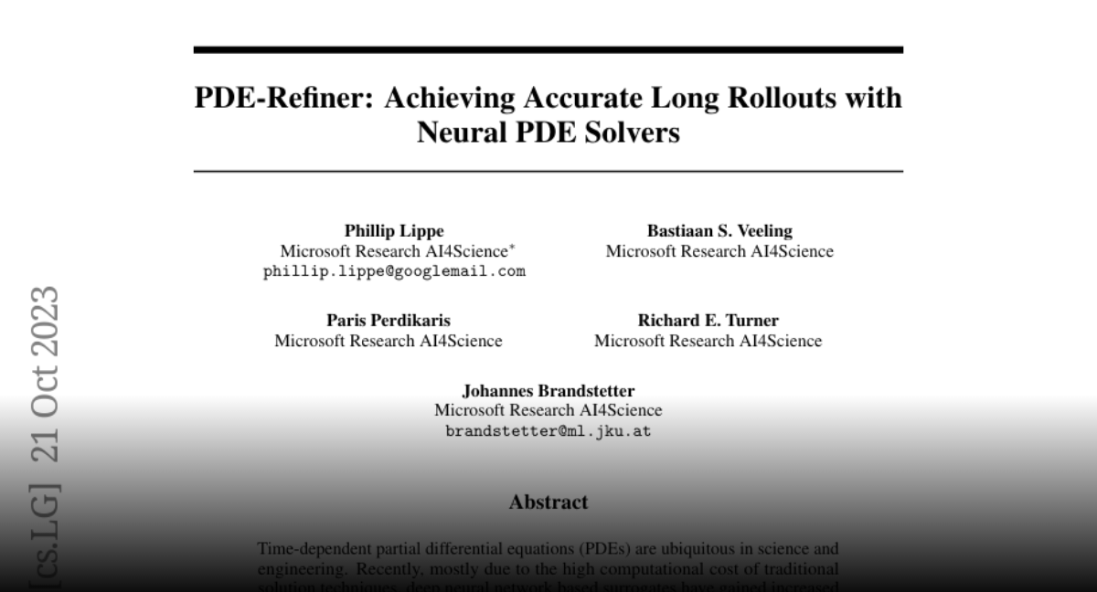 Paper page pde refiner achieving accurate long rollouts with neural