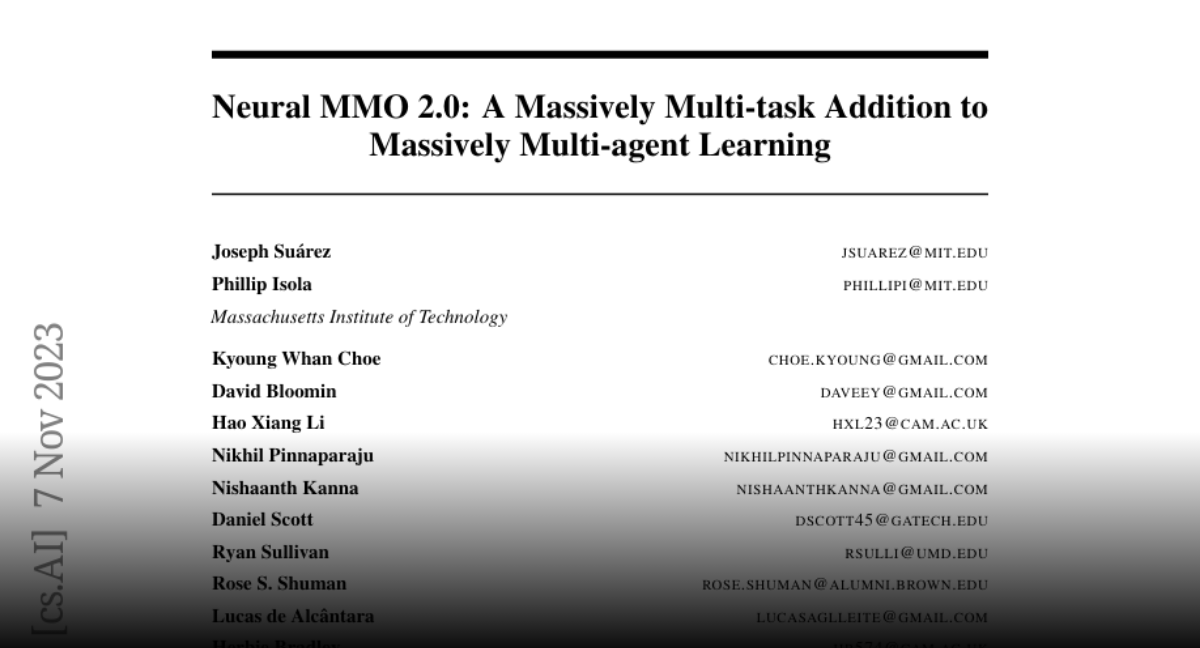 Paper page neural mmo 2 0 a massively multi task addition to