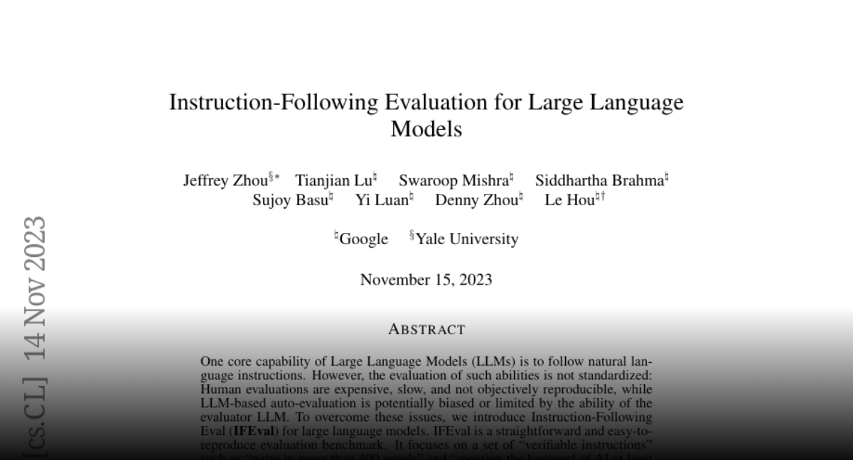 Paper page - Instruction-Following Evaluation for Large Language Models