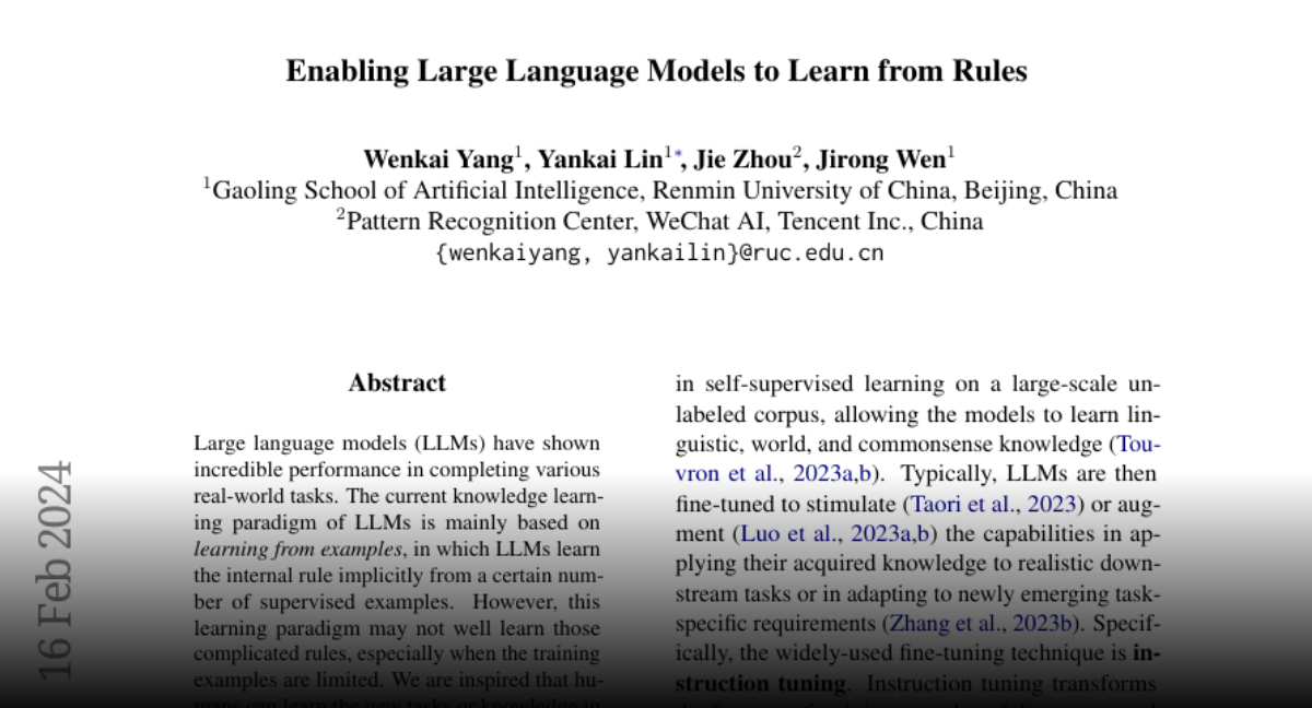 Paper page - Enabling Large Language Models to Learn from Rules