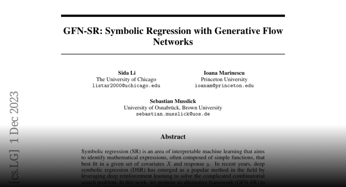 Paper page gfn sr symbolic regression with generative flow networks