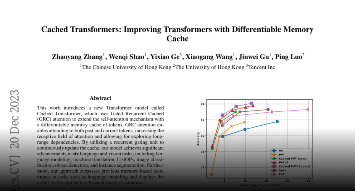 Paper page - Cached Transformers: Improving Transformers with