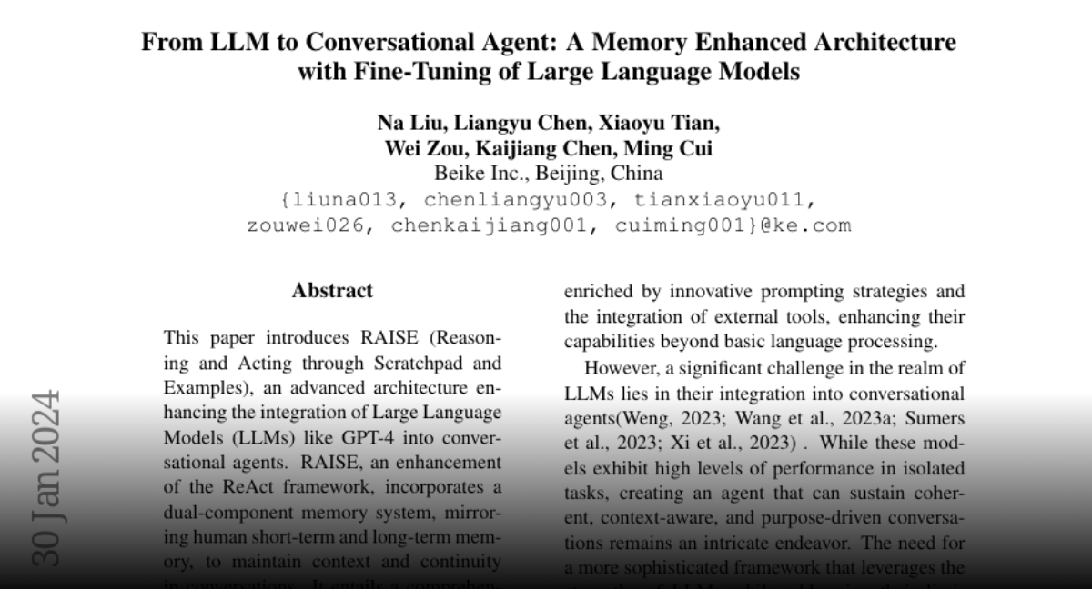 Paper page - From LLM to Conversational Agent: A Memory Enhanced ...