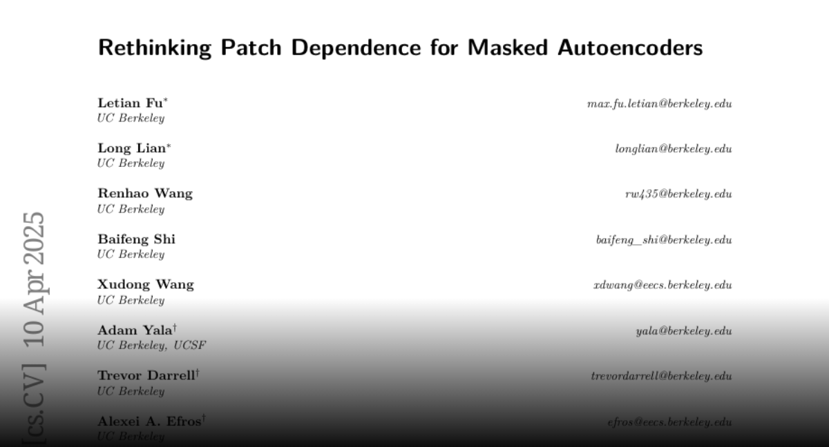 Paper page - Rethinking Patch Dependence for Masked Autoencoders