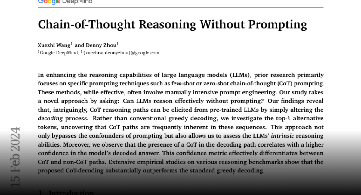 Chain-of-Thought Reasoning Without Prompting