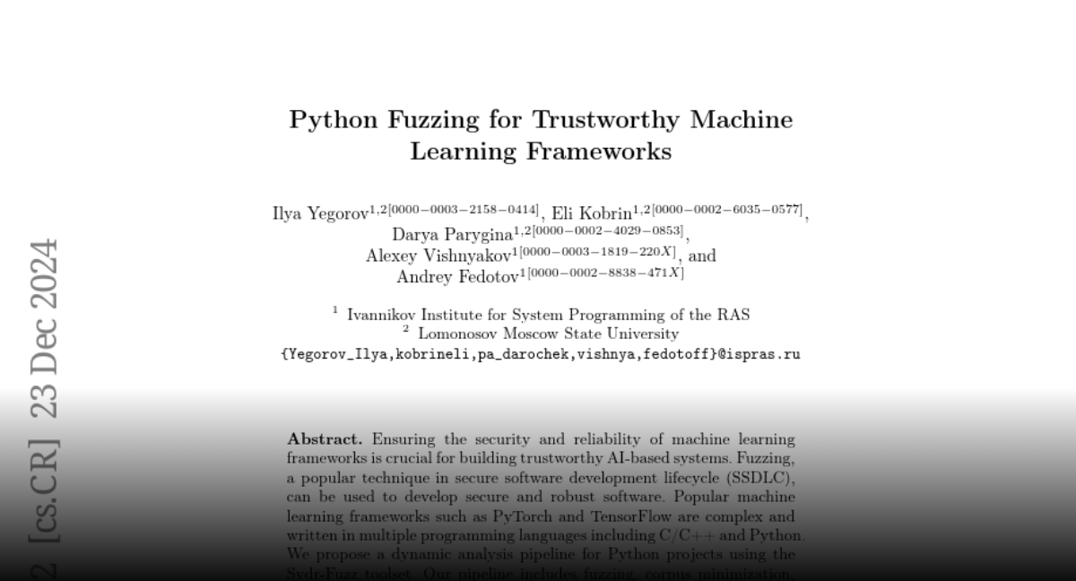 Paper page - Python Fuzzing for Trustworthy Machine Learning Frameworks