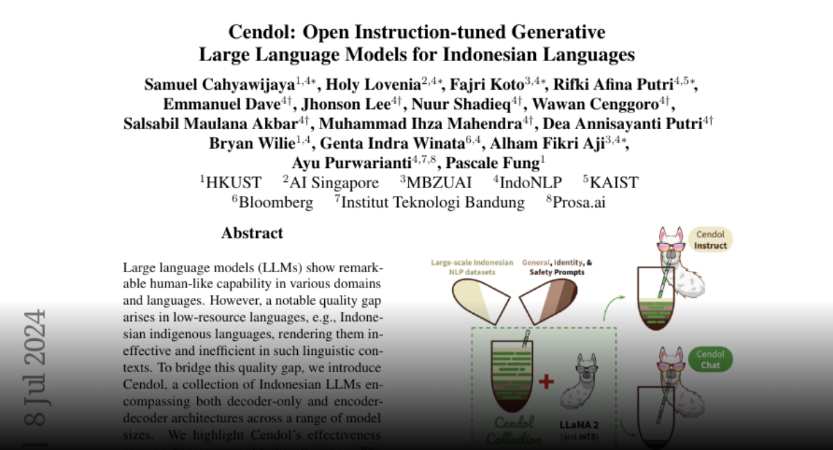 Paper page cendol open instruction tuned generative large language
