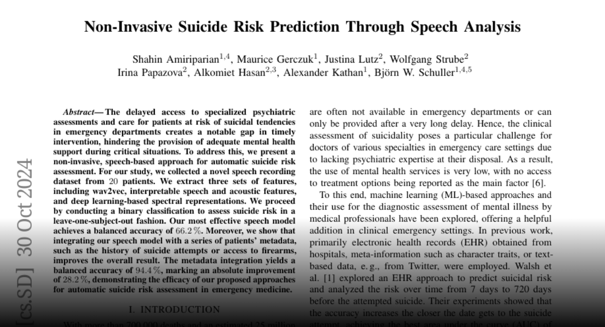 Paper page - Enhancing Suicide Risk Assessment: A Speech-Based ...