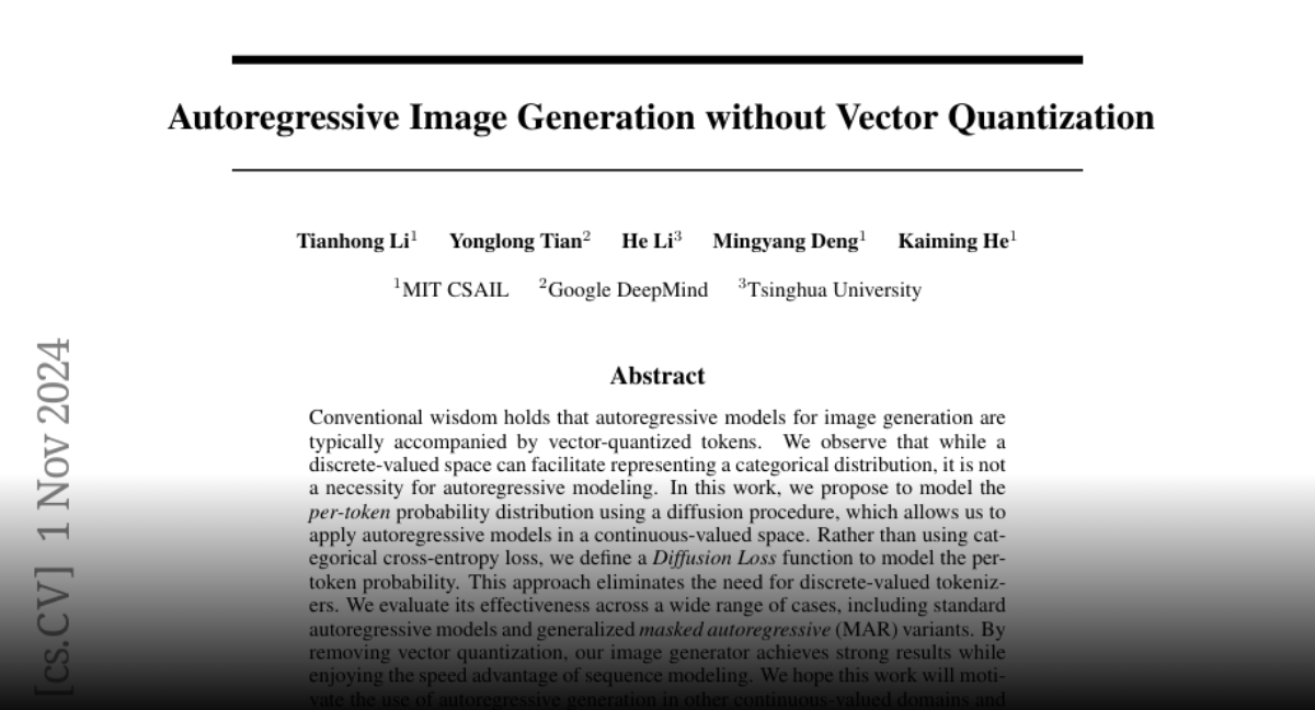 Paper page - Autoregressive Image Generation without Vector Quantization