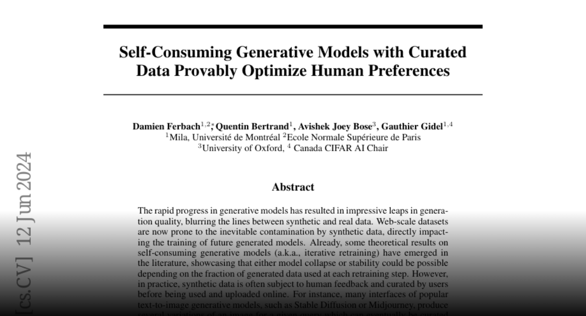 Paper page self consuming generative models with curated data