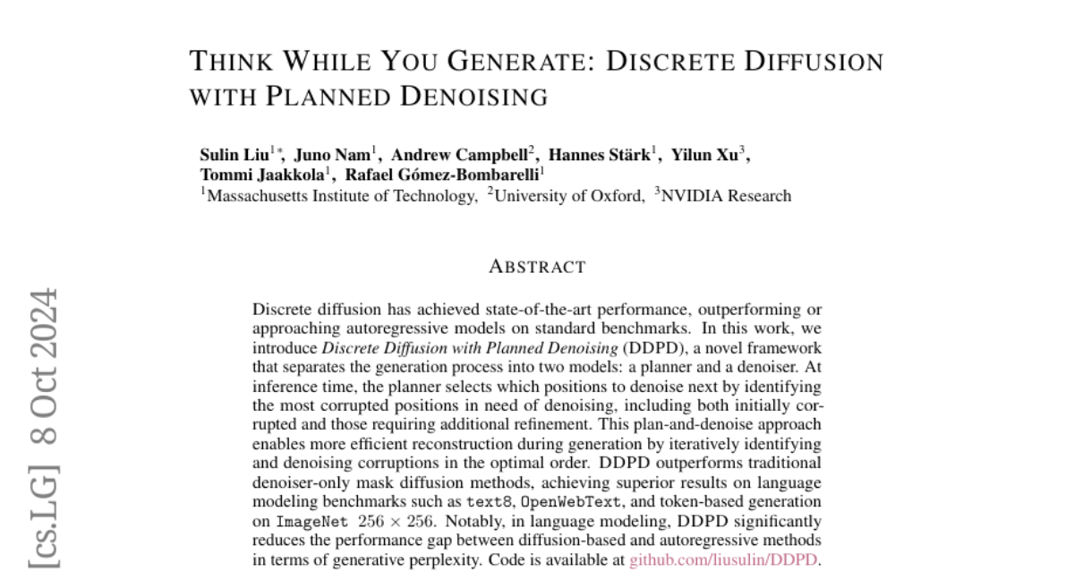 Think While You Generate: Discrete Diffusion with Planned Denoising