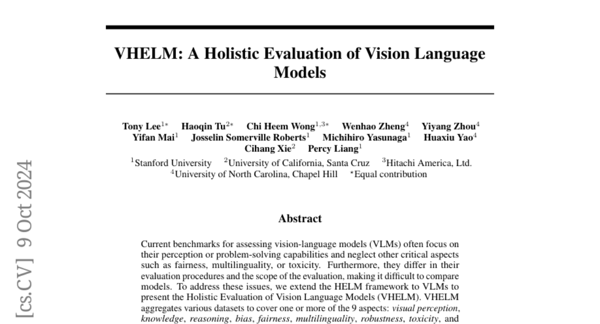 VHELM: A Holistic Evaluation of Vision Language Models