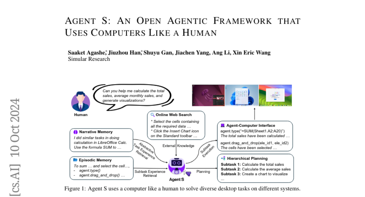 Agent S: An Open Agentic Framework that Uses Computers Like a Human