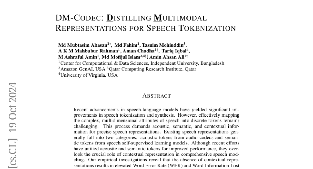 DM-Codec: Distilling Multimodal Representations for Speech Tokenization