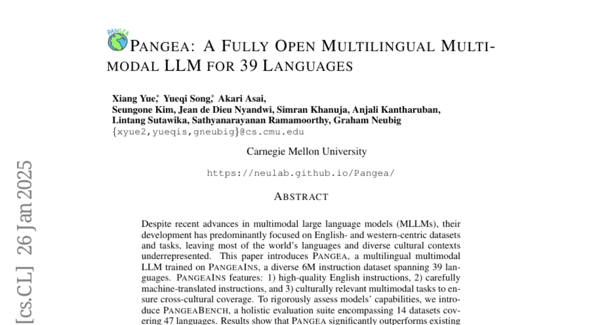 Pangea: A Fully Open Multilingual Multimodal LLM for 39 Languages