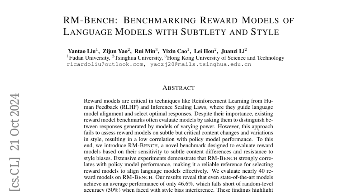 RM-Bench: Benchmarking Reward Models of Language Models with Subtlety and Style