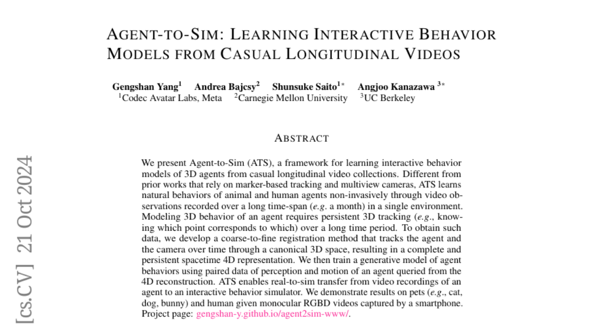 Agent-to-Sim: Learning Interactive Behavior Models from Casual Longitudinal Videos