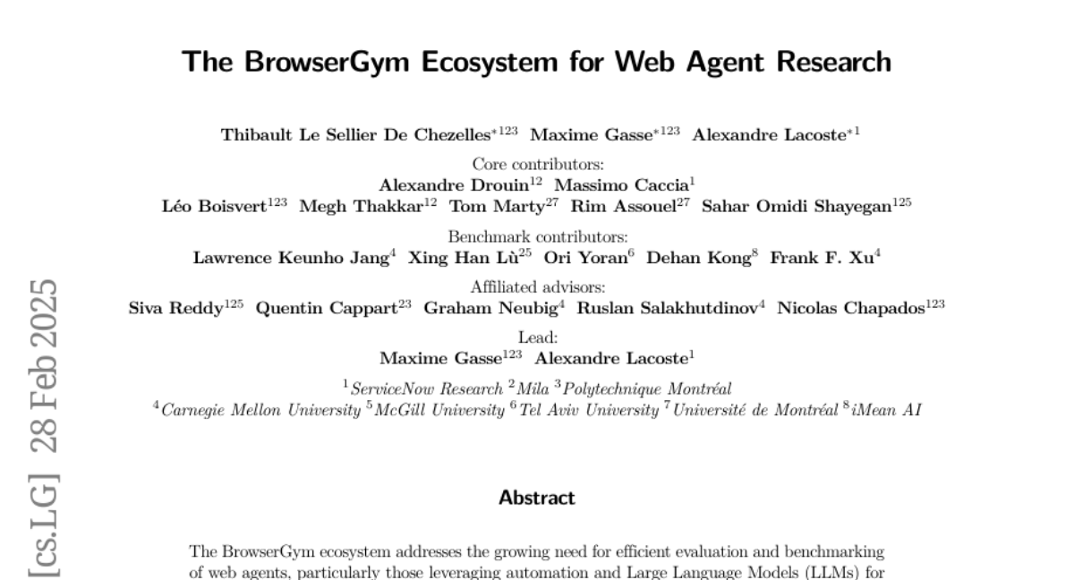 The BrowserGym Ecosystem for Web Agent Research