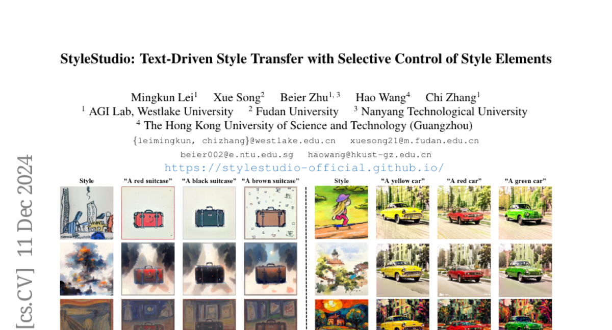 StyleStudio: Text-Driven Style Transfer with Selective Control of Style Elements