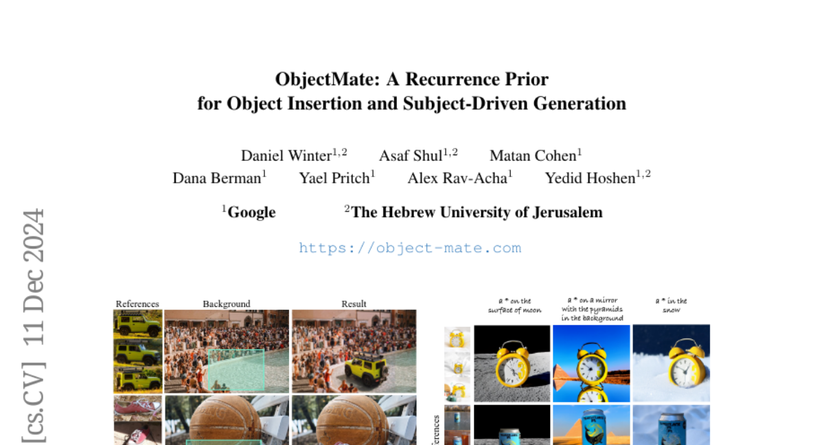 ObjectMate: A Recurrence Prior for Object Insertion and Subject-Driven Generation