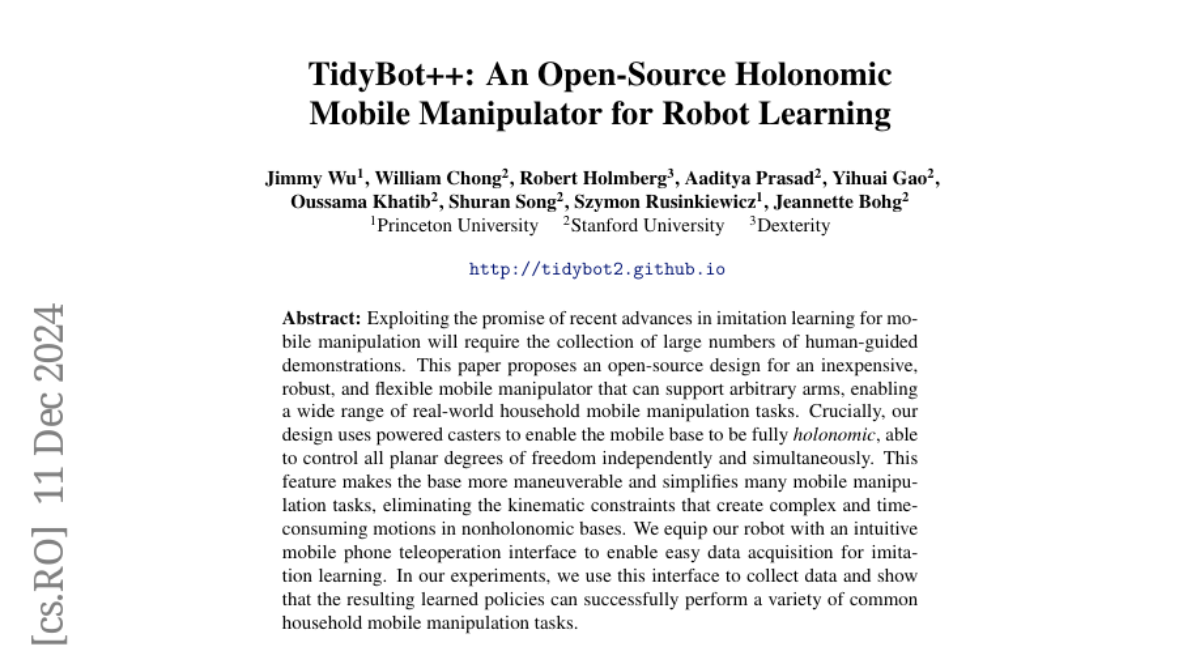 TidyBot++: An Open-Source Holonomic Mobile Manipulator for Robot Learning